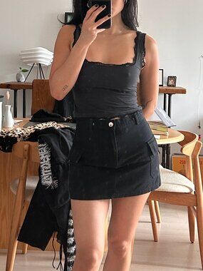 Bronze Snake Black Cargo Mini Skirt - Size XS